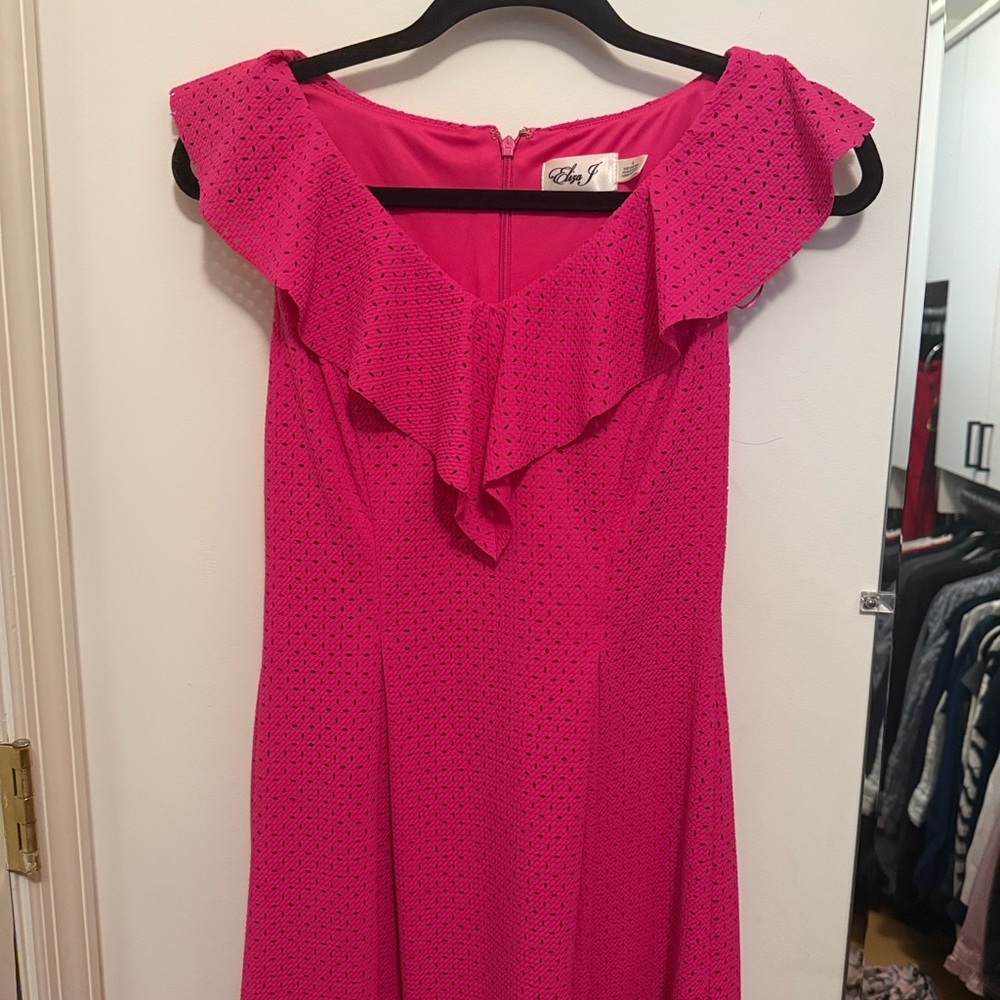 Eliza J Fuchsia Ruffled Midi Dress
